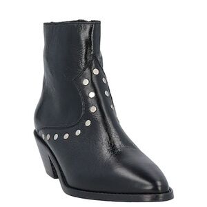 Zadig & Voltaire Taylor Vintage Patent Blk Booties with Studded Detail 38 7.5